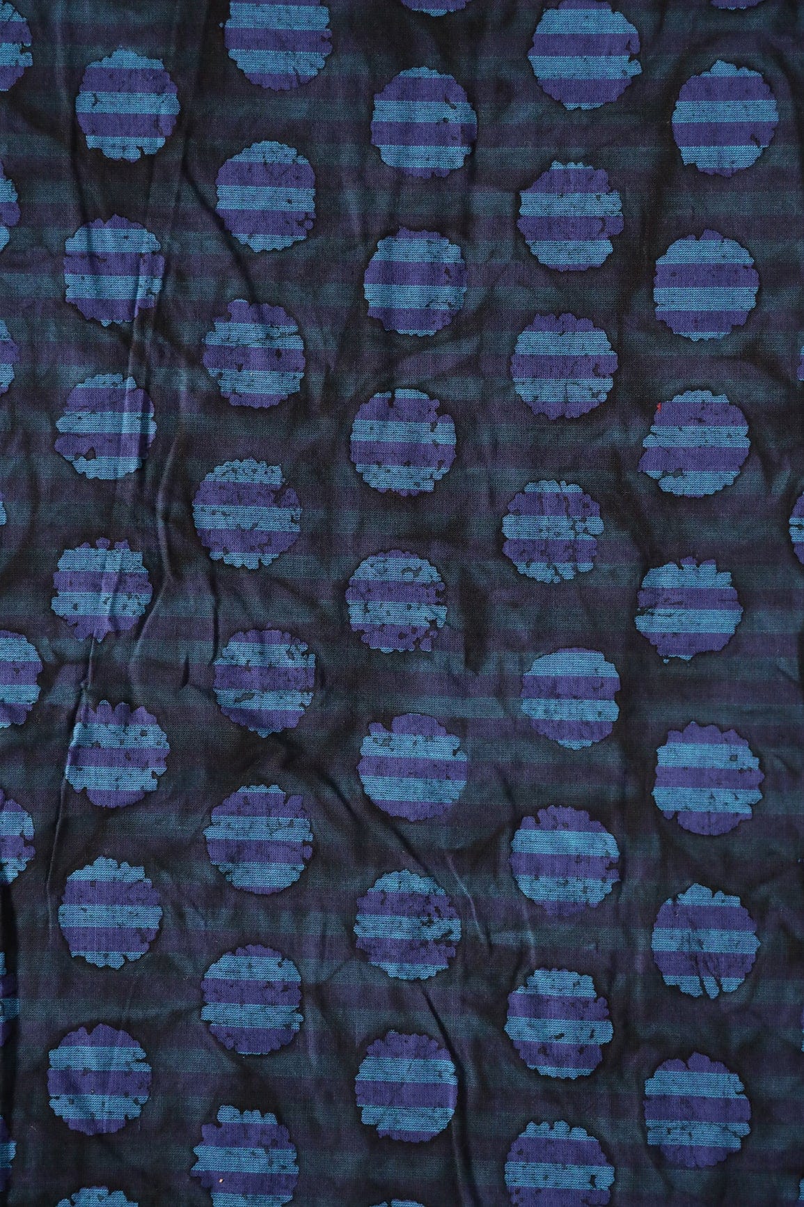 AIzaSyBcstauz-XMPRhEY21AUzeo032pxrXB5Ug - Black And Blue Polka Stripes Pattern Batik Handblock Organic Cotton Fabric