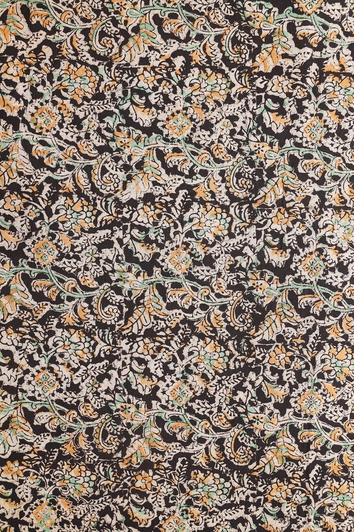 AIzaSyBcstauz-XMPRhEY21AUzeo032pxrXB5Ug - Black And Light Beige Paisley Pattern Handblock Kalamkari Organic Cotton Fabric