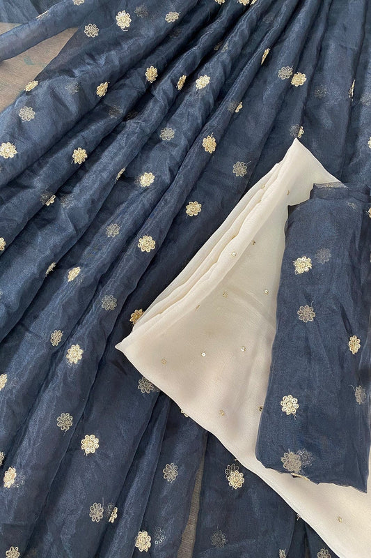 AIzaSyBcstauz-XMPRhEY21AUzeo032pxrXB5Ug - Black and Light Beige Unstitched Lehenga Set Fabric (3 Piece)