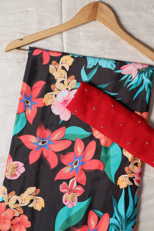 AIzaSyBcstauz-XMPRhEY21AUzeo032pxrXB5Ug - Black And Red Saree set (2 Piece)