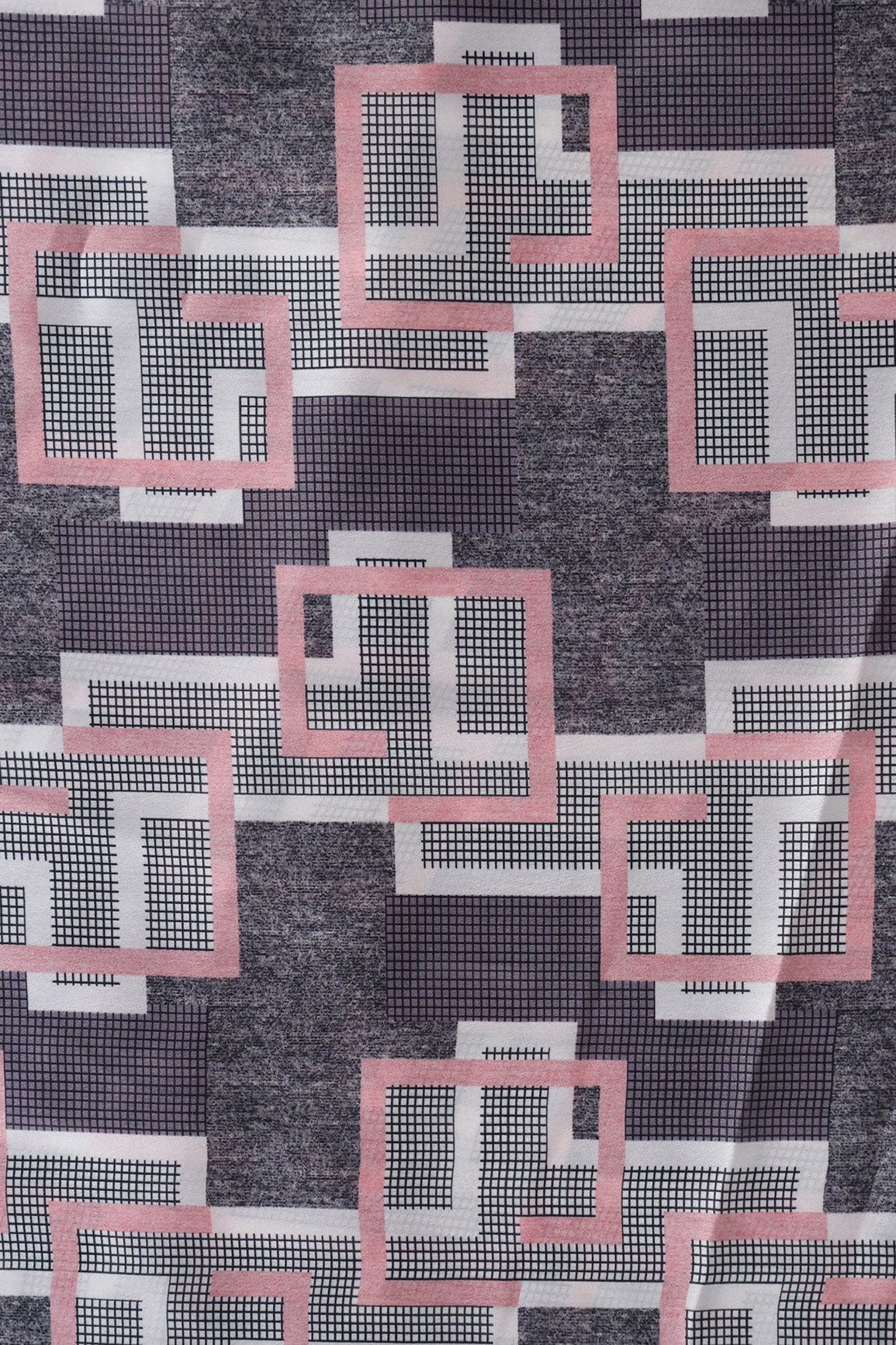 AIzaSyBcstauz-XMPRhEY21AUzeo032pxrXB5Ug - Black And White Geometric Pattern Digital Print On Georgette Satin Fabric