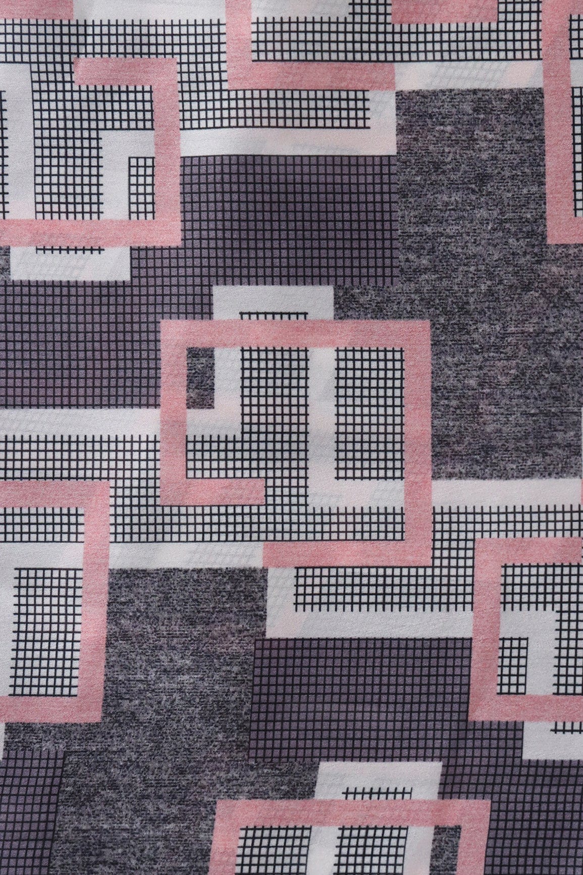 AIzaSyBcstauz-XMPRhEY21AUzeo032pxrXB5Ug - Black And White Geometric Pattern Digital Print On Georgette Satin Fabric