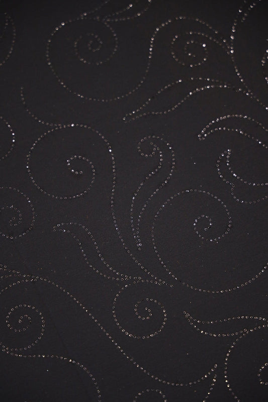 AIzaSyBcstauz-XMPRhEY21AUzeo032pxrXB5Ug - Black Ethnic Laser Cut Foil Print On Georgette Fabric