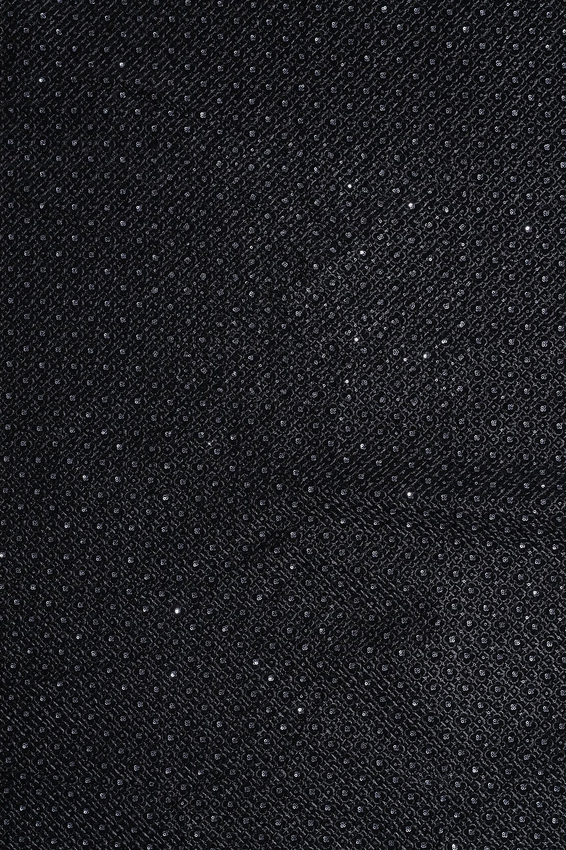AIzaSyBcstauz-XMPRhEY21AUzeo032pxrXB5Ug - Black Thread With Sequins Small Checks Embroidery Work On Black Velvet Fabric