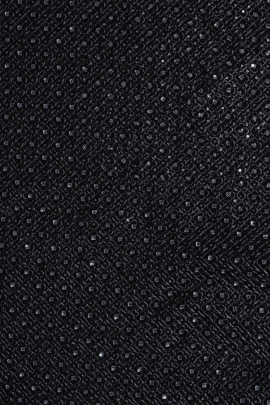 AIzaSyBcstauz-XMPRhEY21AUzeo032pxrXB5Ug - Black Thread With Sequins Small Checks Embroidery Work On Black Velvet Fabric