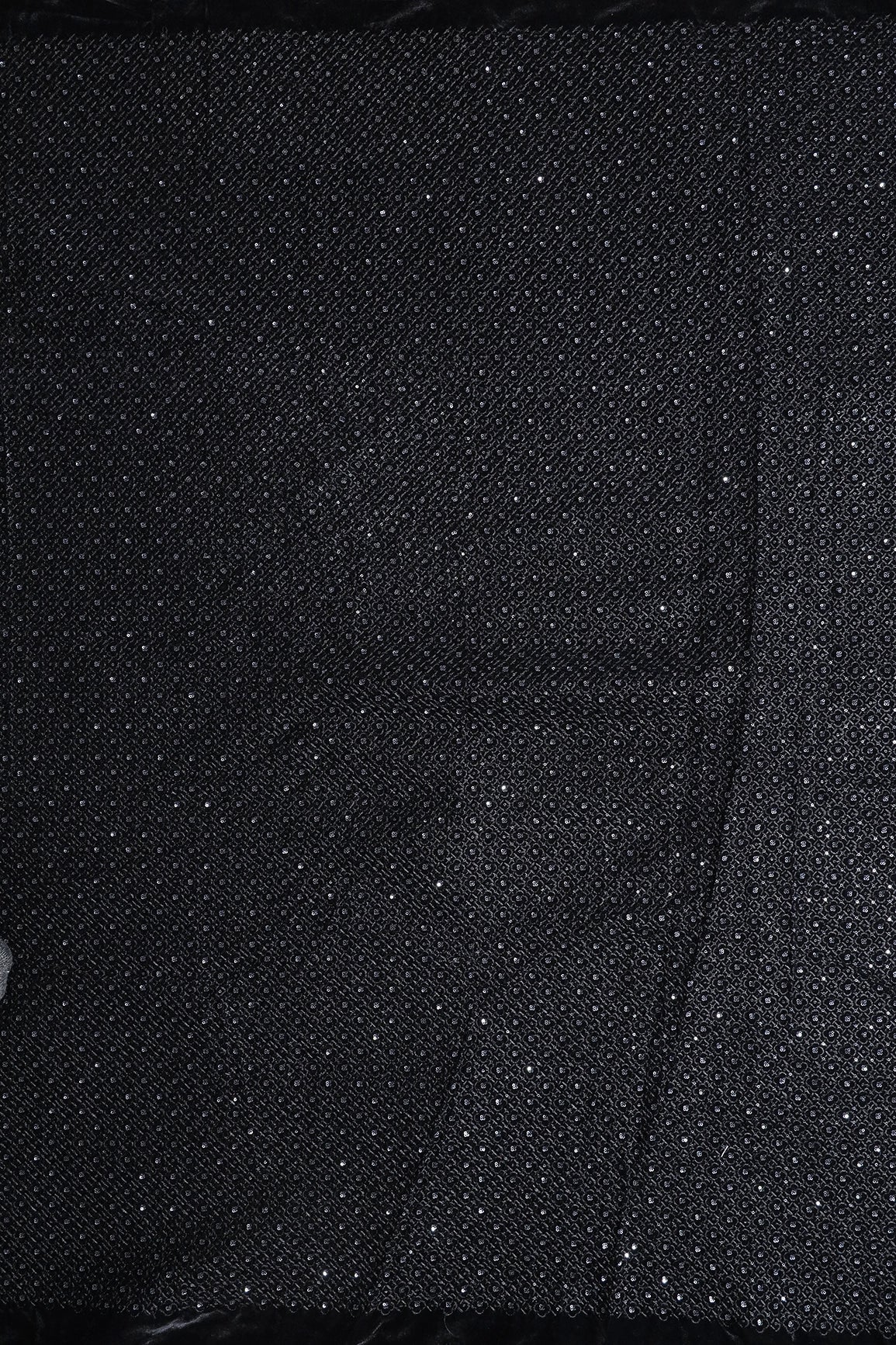AIzaSyBcstauz-XMPRhEY21AUzeo032pxrXB5Ug - Black Thread With Sequins Small Checks Embroidery Work On Black Velvet Fabric