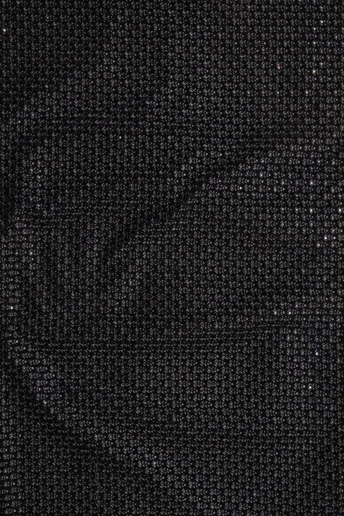 AIzaSyBcstauz-XMPRhEY21AUzeo032pxrXB5Ug - Black Thread With Sequins Small Floral Embroidery Work On Black Velvet Fabric