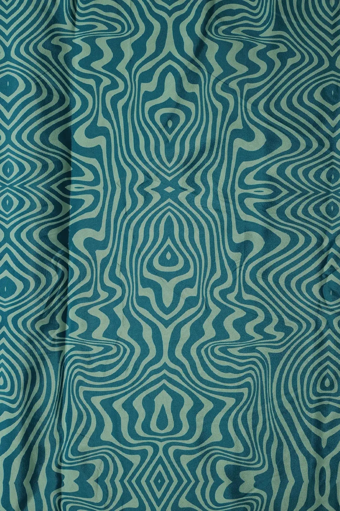 AIzaSyBcstauz-XMPRhEY21AUzeo032pxrXB5Ug - Blue And Off White Geometric Pattern Digital Print On French Crepe Fabric