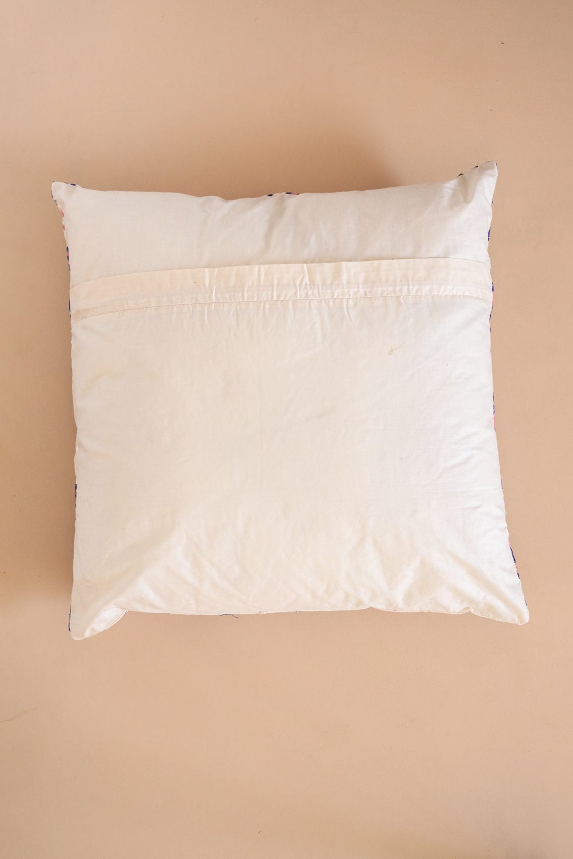 AIzaSyBcstauz-XMPRhEY21AUzeo032pxrXB5Ug - Blue and Pink Embroidery on off white cotton Cushion Cover (16*16 inches)