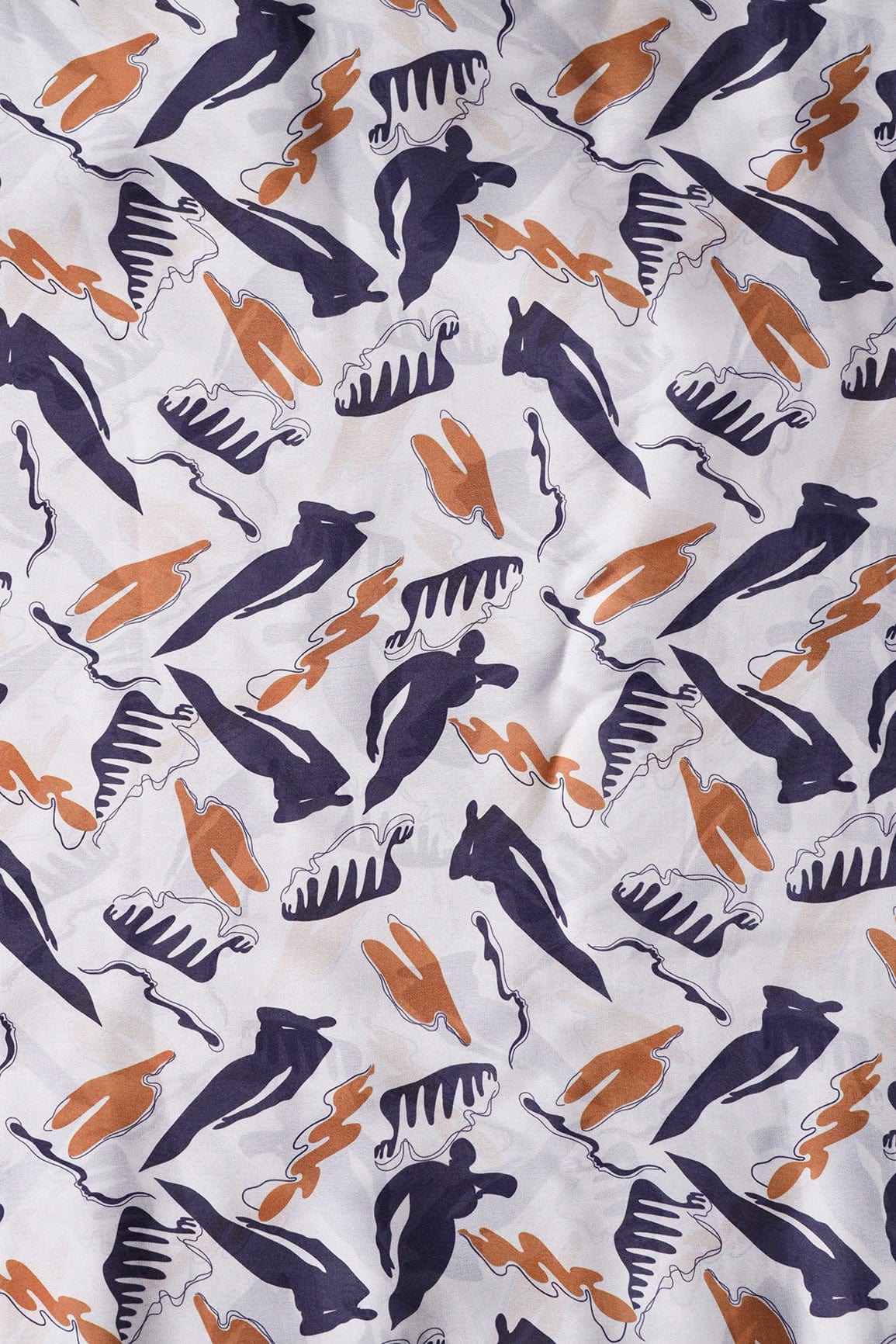 AIzaSyBcstauz-XMPRhEY21AUzeo032pxrXB5Ug - Blue and White Abstract Pattern Digital Print On Georgette Satin Fabric