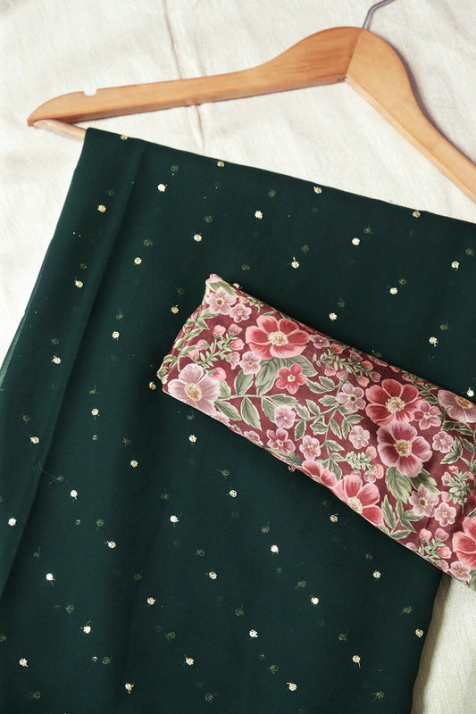 AIzaSyBcstauz-XMPRhEY21AUzeo032pxrXB5Ug - Bottle Green And Maroon saree set (2 Piece)