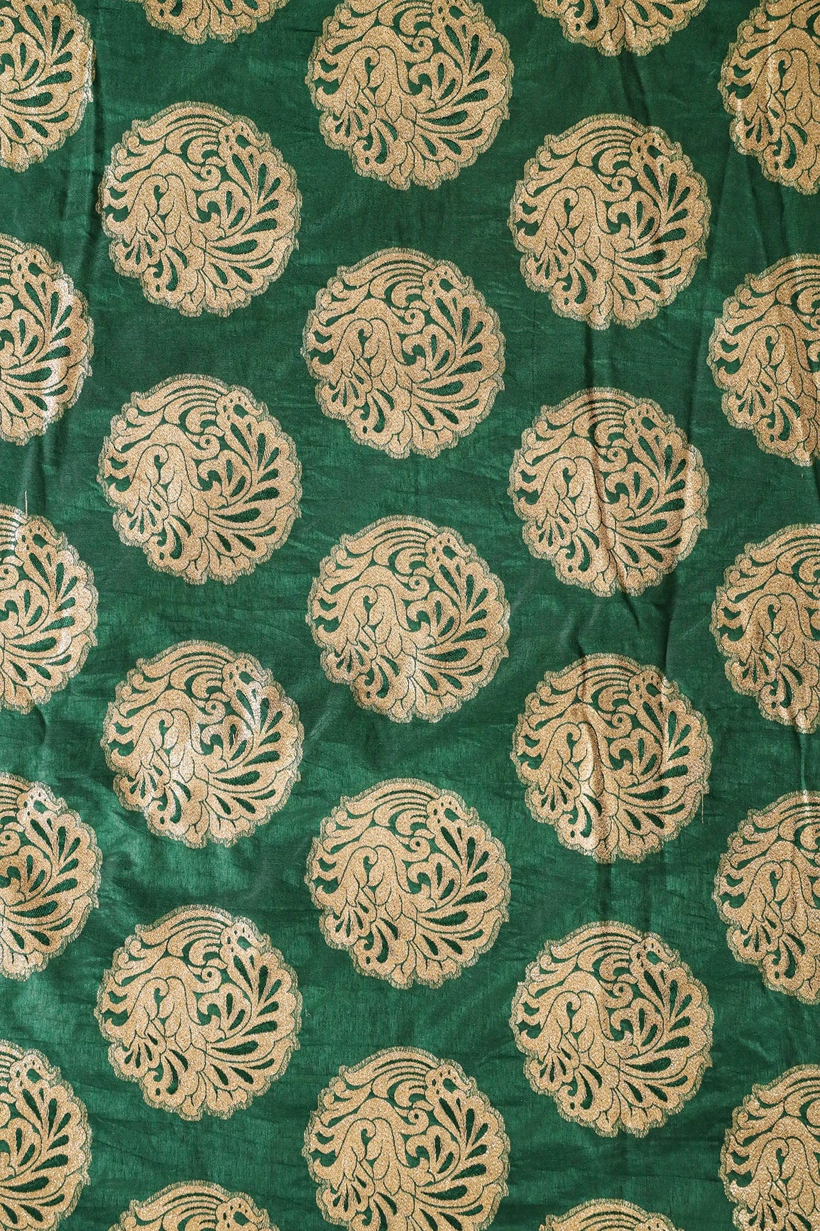 AIzaSyBcstauz-XMPRhEY21AUzeo032pxrXB5Ug - Bottle Green Ethnic Butta Silk Gold Zari Banarasi Jacquard Fabric