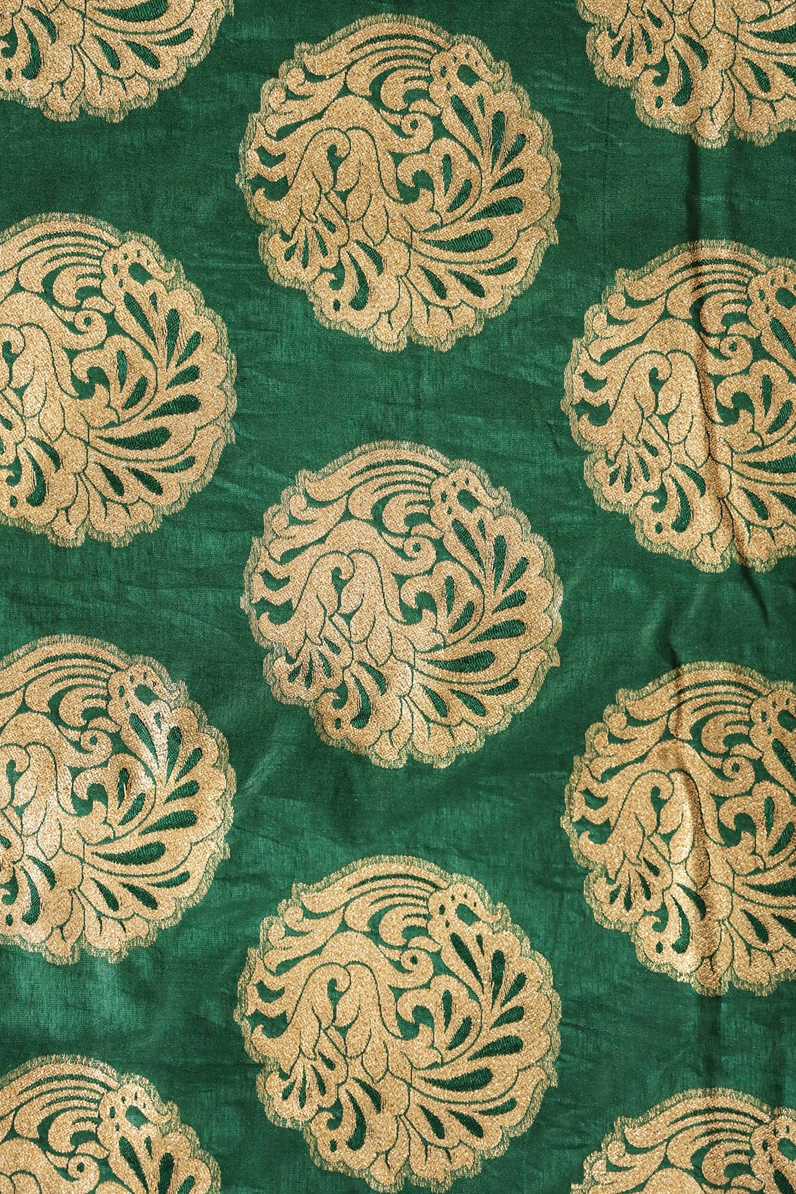 AIzaSyBcstauz-XMPRhEY21AUzeo032pxrXB5Ug - Bottle Green Ethnic Butta Silk Gold Zari Banarasi Jacquard Fabric