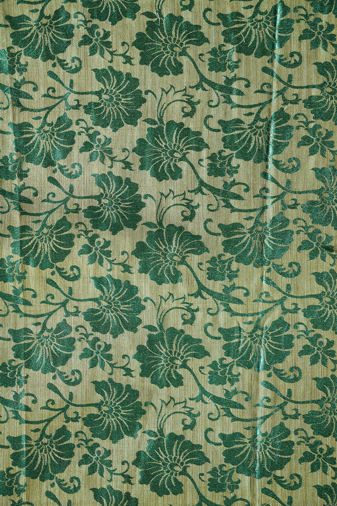 AIzaSyBcstauz-XMPRhEY21AUzeo032pxrXB5Ug - Bottle Green Floral Silk Satin Jute Banarasi Jacquard Fabric