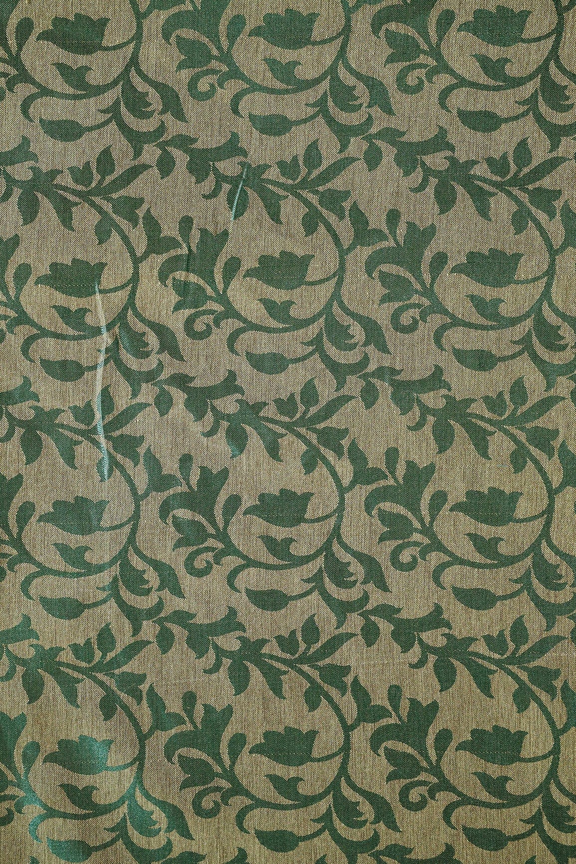 AIzaSyBcstauz-XMPRhEY21AUzeo032pxrXB5Ug - Bottle Green Leafy Silk Satin Jute Banarasi Jacquard Fabric