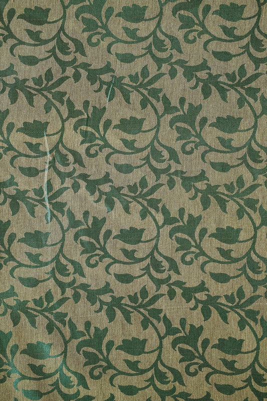 AIzaSyBcstauz-XMPRhEY21AUzeo032pxrXB5Ug - Bottle Green Leafy Silk Satin Jute Banarasi Jacquard Fabric