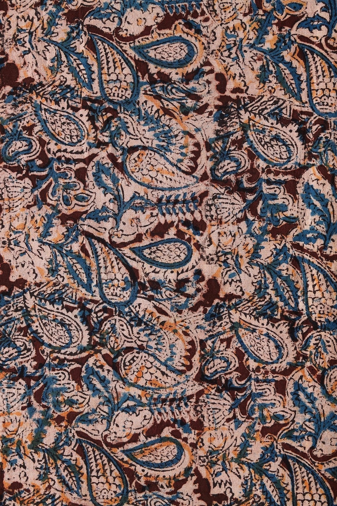 AIzaSyBcstauz-XMPRhEY21AUzeo032pxrXB5Ug - Brown And Beige Floral Pattern Handblock Kalamkari Organic Cotton Fabric