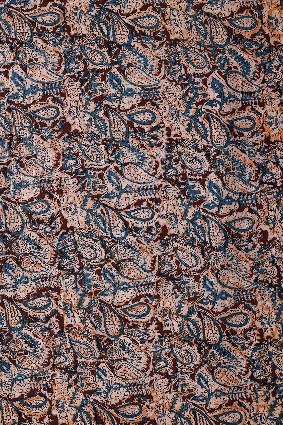 AIzaSyBcstauz-XMPRhEY21AUzeo032pxrXB5Ug - Brown And Beige Floral Pattern Handblock Kalamkari Organic Cotton Fabric