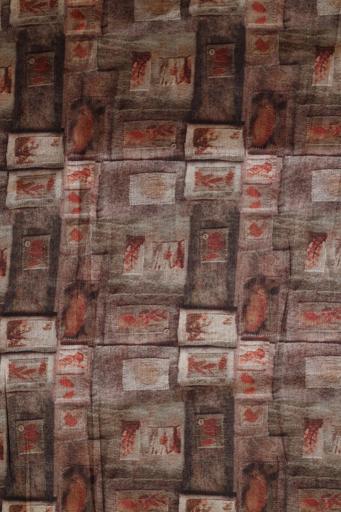 AIzaSyBcstauz-XMPRhEY21AUzeo032pxrXB5Ug - Brown And Cream Geometric Pattern Digital Print On Mulberry Silk Fabric