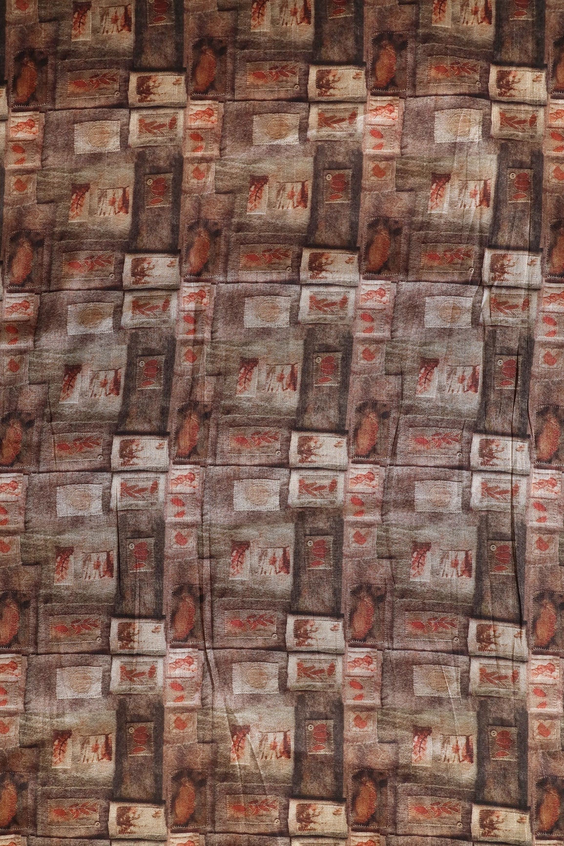 AIzaSyBcstauz-XMPRhEY21AUzeo032pxrXB5Ug - Brown And Cream Geometric Pattern Digital Print On Mulberry Silk Fabric