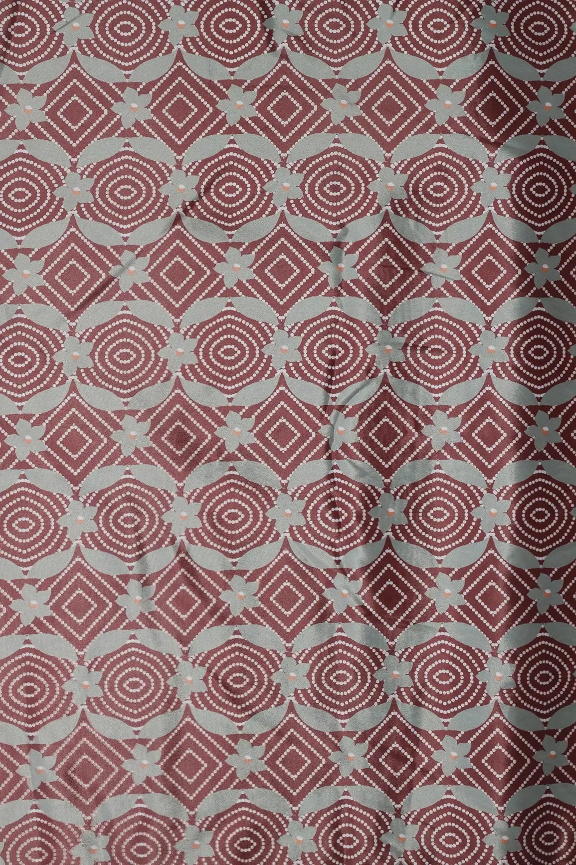 AIzaSyBcstauz-XMPRhEY21AUzeo032pxrXB5Ug - Brown And Olive Geometric Pattern Digital Print On French Crepe Fabric