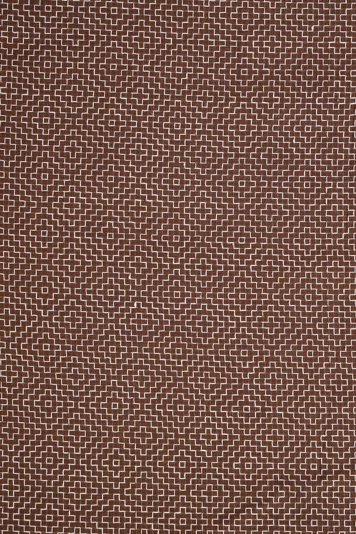 AIzaSyBcstauz-XMPRhEY21AUzeo032pxrXB5Ug - Brown And White Geometric Pattern Handwoven Organic Cotton Fabric