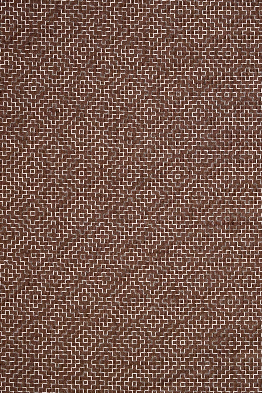 AIzaSyBcstauz-XMPRhEY21AUzeo032pxrXB5Ug - Brown And White Geometric Pattern Handwoven Organic Cotton Fabric