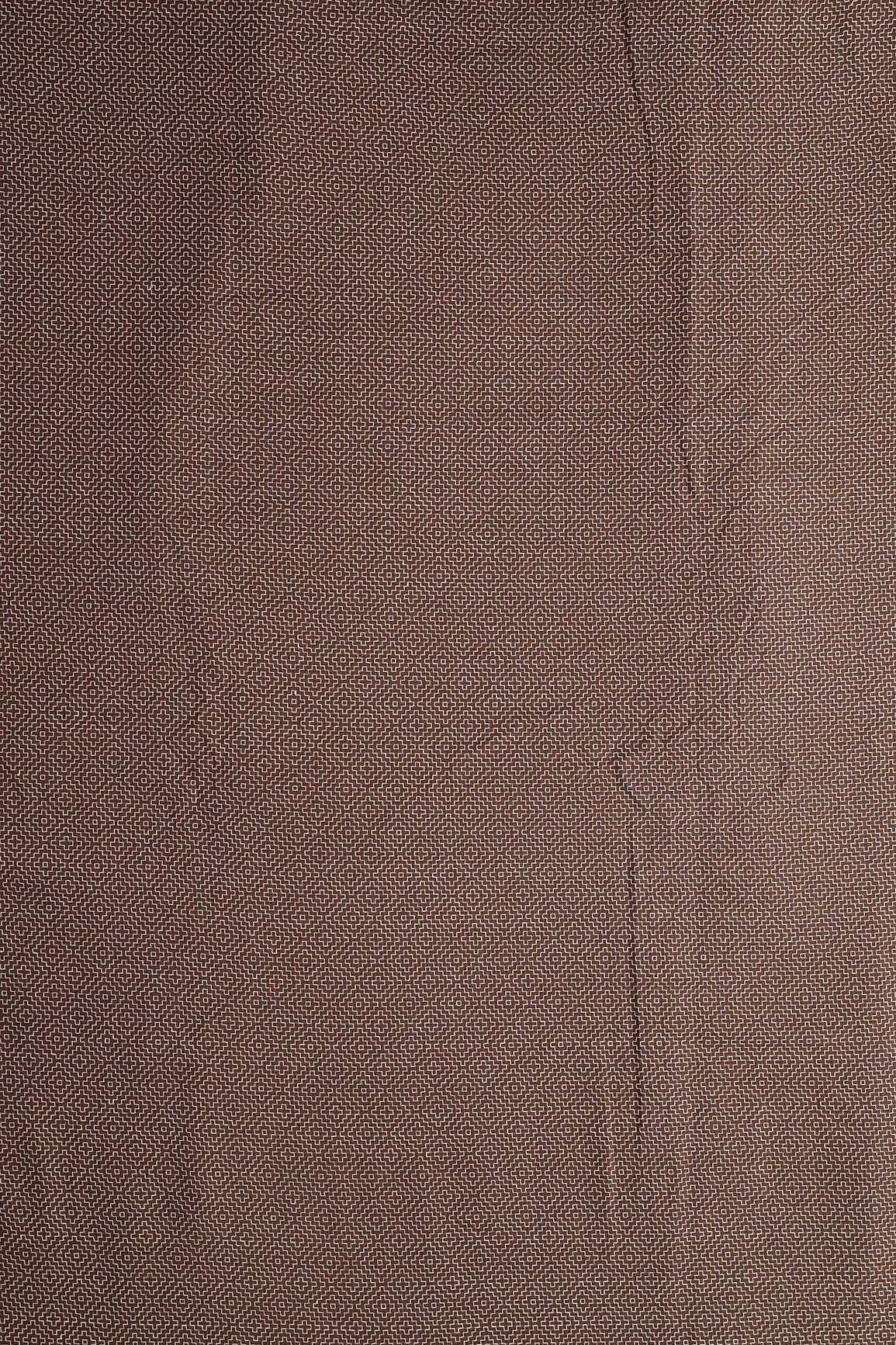 AIzaSyBcstauz-XMPRhEY21AUzeo032pxrXB5Ug - Brown And White Geometric Pattern Handwoven Organic Cotton Fabric