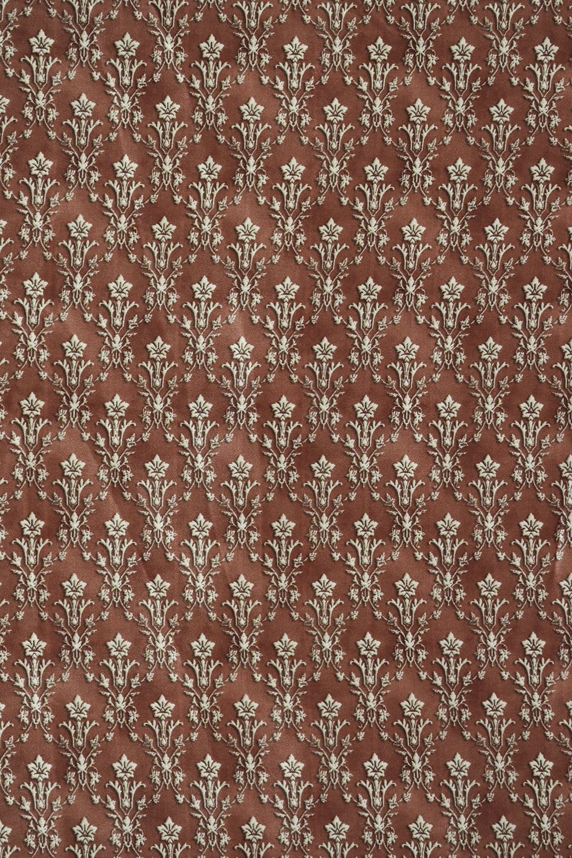 AIzaSyBcstauz-XMPRhEY21AUzeo032pxrXB5Ug - Brown Ethnic Pattern Digital Print On Satin Fabric