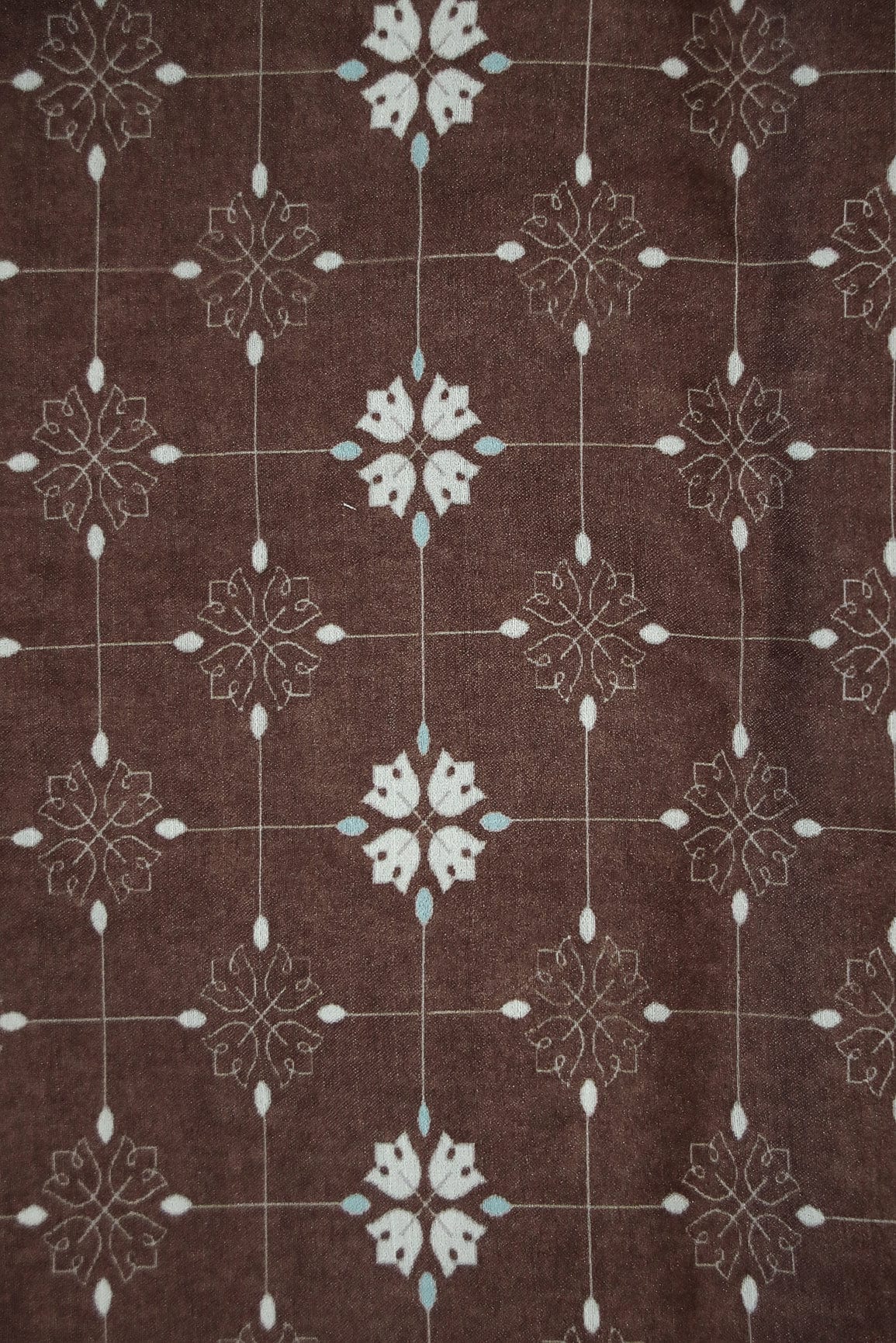 AIzaSyBcstauz-XMPRhEY21AUzeo032pxrXB5Ug - Brown Floral Geometric Digital Print on Tussar Satin Fabric