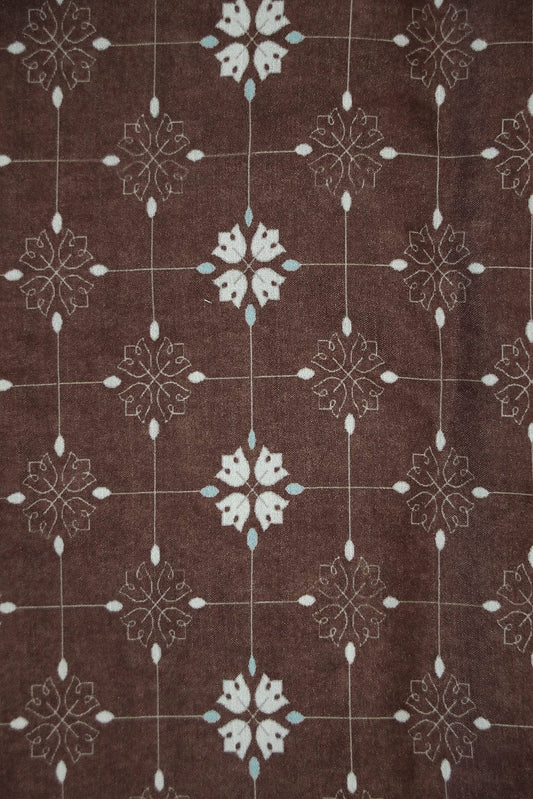 AIzaSyBcstauz-XMPRhEY21AUzeo032pxrXB5Ug - Brown Floral Geometric Digital Print on Tussar Satin Fabric