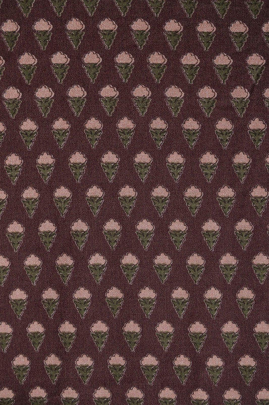 AIzaSyBcstauz-XMPRhEY21AUzeo032pxrXB5Ug - Brown Small Floral Pattern Booti Screen Print Chanderi Silk Fabric
