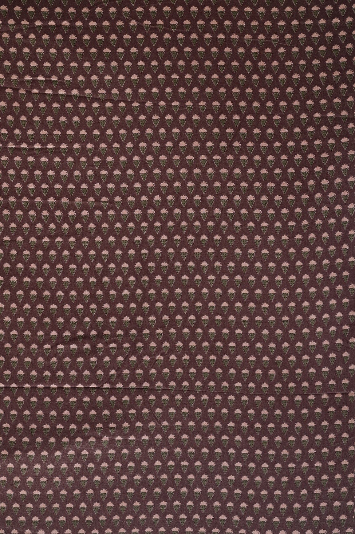 AIzaSyBcstauz-XMPRhEY21AUzeo032pxrXB5Ug - Brown Small Floral Pattern Booti Screen Print Chanderi Silk Fabric