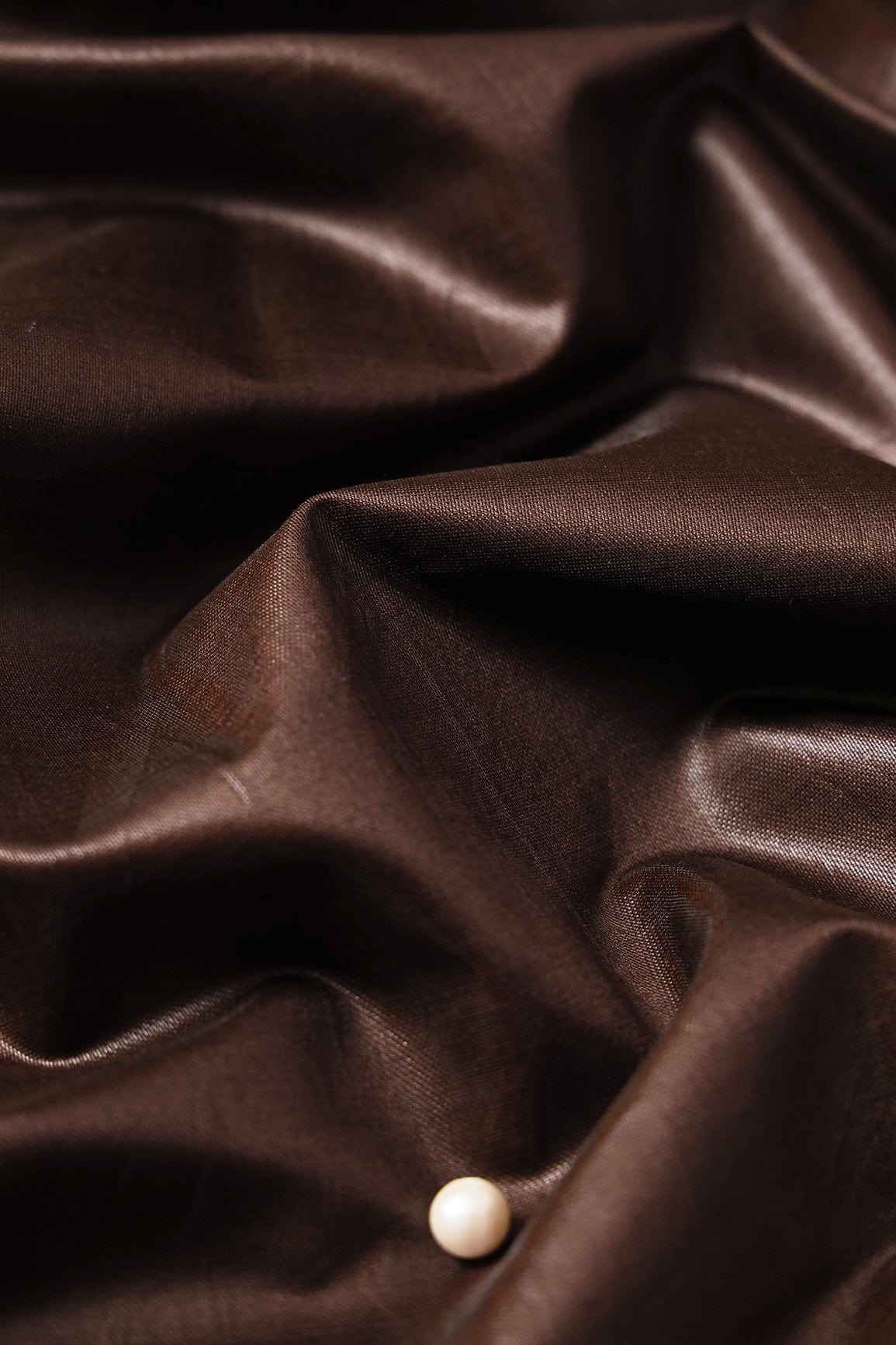 AIzaSyBcstauz-XMPRhEY21AUzeo032pxrXB5Ug - Dark Brown Dyed Viscose Chanderi Silk Fabric