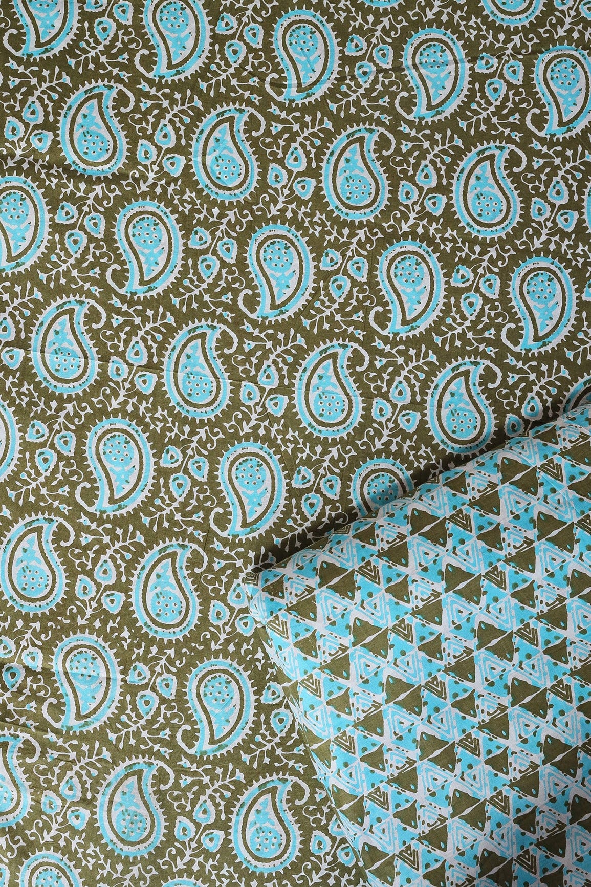 AIzaSyBcstauz-XMPRhEY21AUzeo032pxrXB5Ug - Dark Olive And Sky Blue Pure Cotton Unstitched Suit (2 Piece)