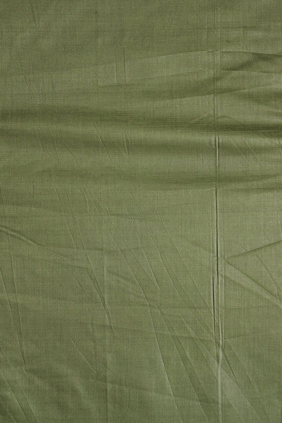 AIzaSyBcstauz-XMPRhEY21AUzeo032pxrXB5Ug - Dark Olive Dyed Viscose Chanderi Silk Fabric