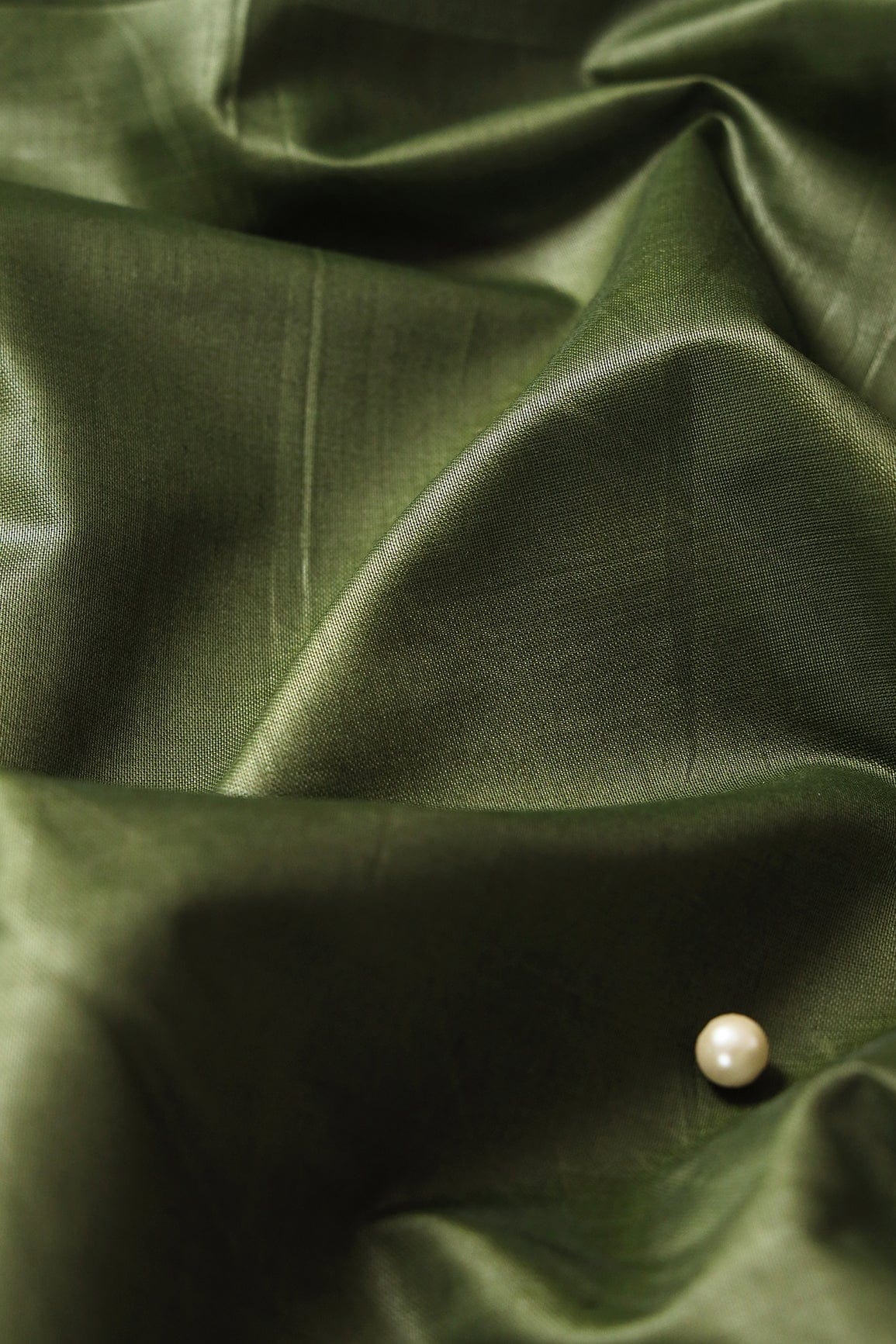 AIzaSyBcstauz-XMPRhEY21AUzeo032pxrXB5Ug - Dark Olive Dyed Viscose Chanderi Silk Fabric