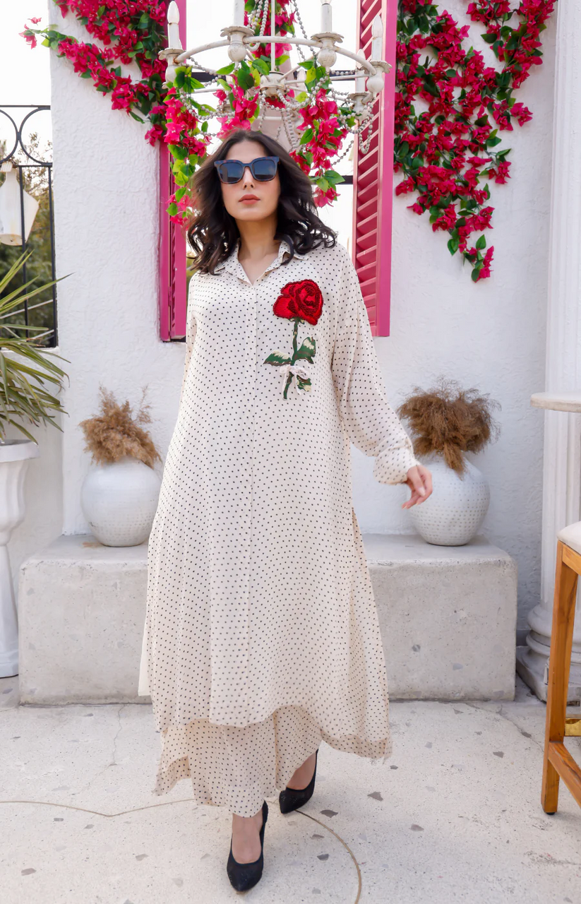 White Schiffli Embroidered Suit – Perfect for Summer & Casual Elegance | Eva The Label