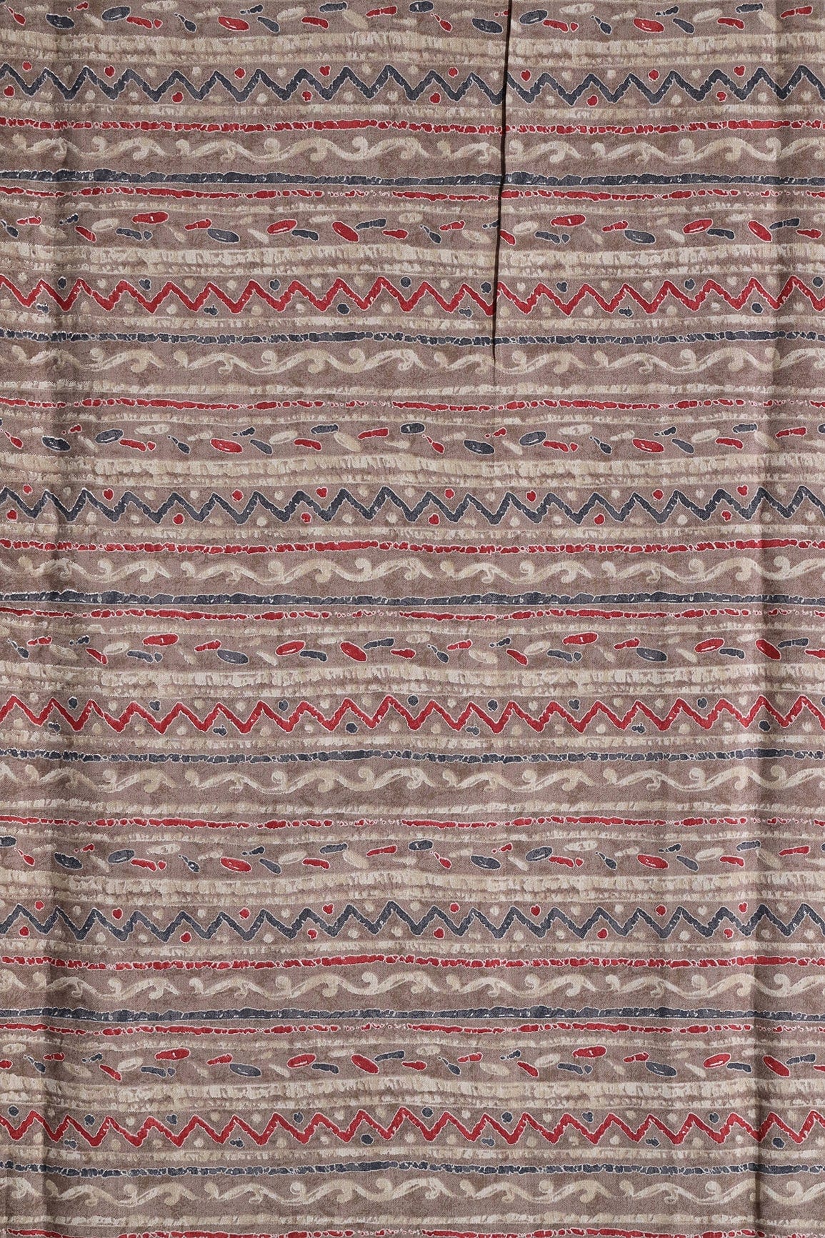 AIzaSyBcstauz-XMPRhEY21AUzeo032pxrXB5Ug - Dusty Brown And Light Beige Stripes Print On Viscose Chanderi Silk Fabric