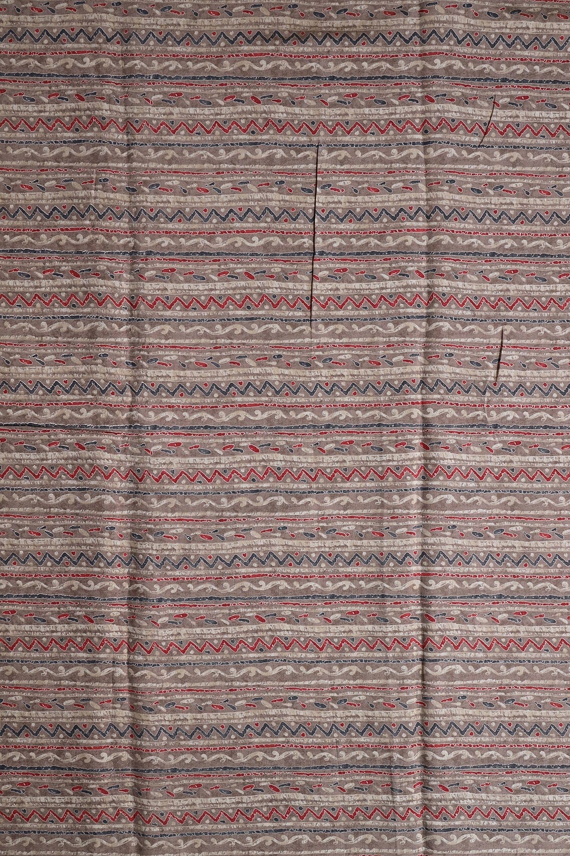 AIzaSyBcstauz-XMPRhEY21AUzeo032pxrXB5Ug - Dusty Brown And Light Beige Stripes Print On Viscose Chanderi Silk Fabric