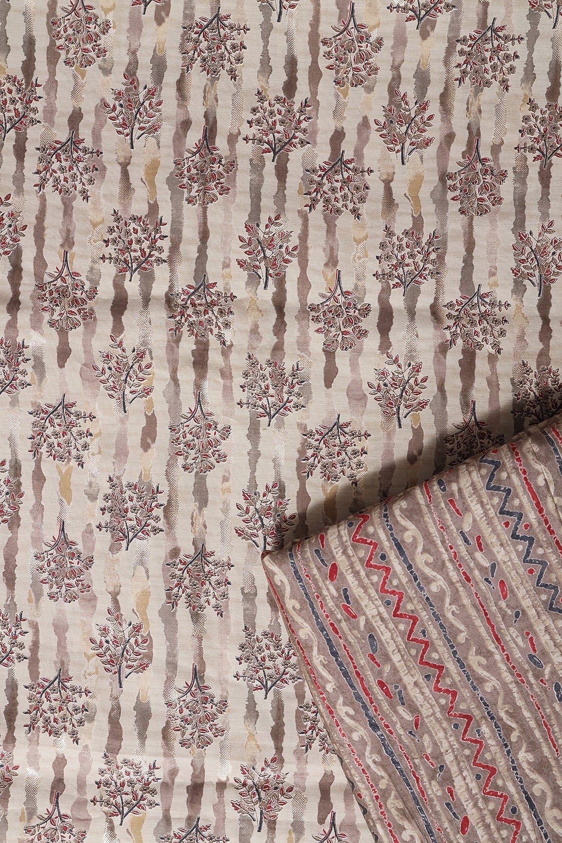 AIzaSyBcstauz-XMPRhEY21AUzeo032pxrXB5Ug - Dusty Brown And Light Beige Viscose Chanderi Silk Unstitched Suit (2 Piece)