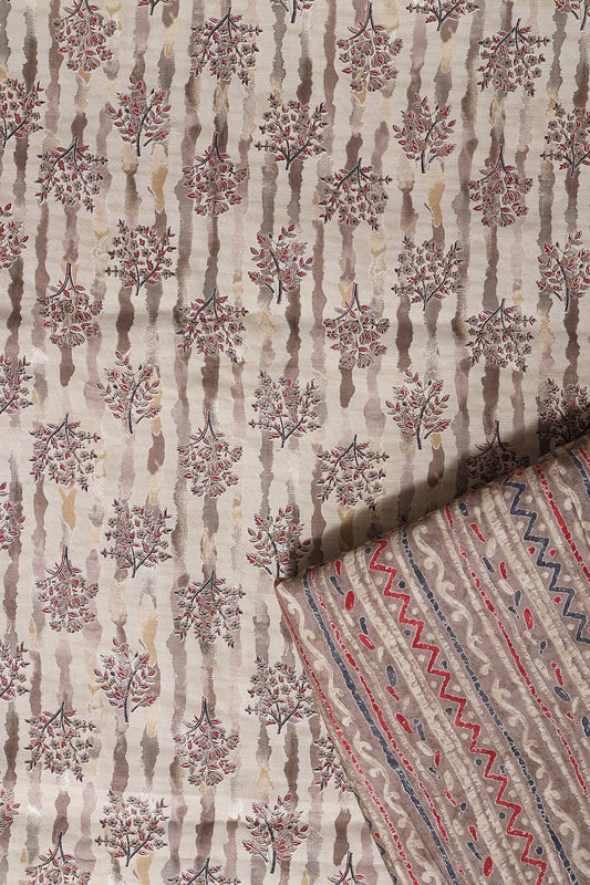 AIzaSyBcstauz-XMPRhEY21AUzeo032pxrXB5Ug - Dusty Brown And Light Beige Viscose Chanderi Silk Unstitched Suit (2 Piece)