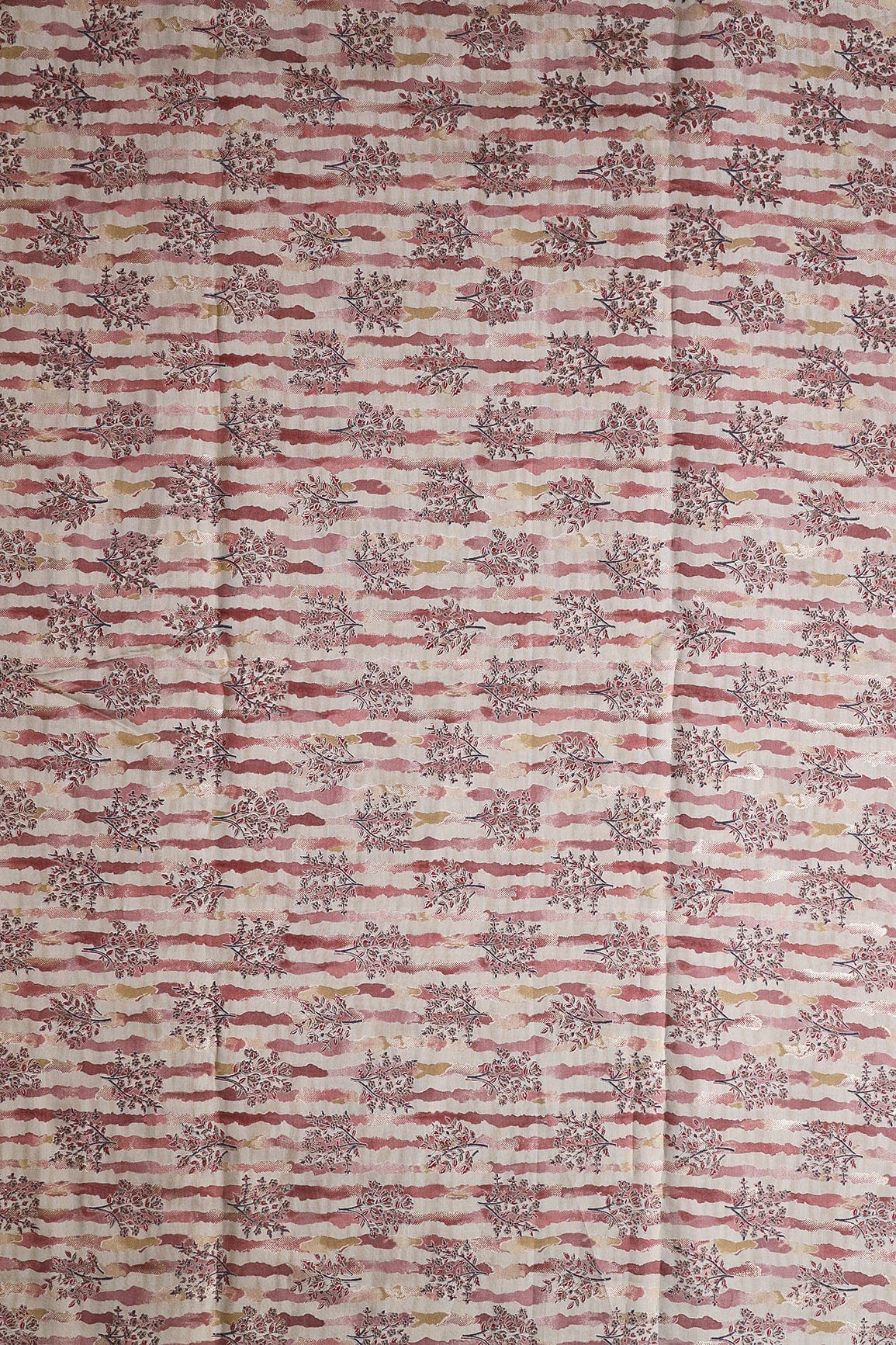 AIzaSyBcstauz-XMPRhEY21AUzeo032pxrXB5Ug - Dusty Pink And Light Beige Foil Floral Print On Viscose Chanderi Silk Fabric