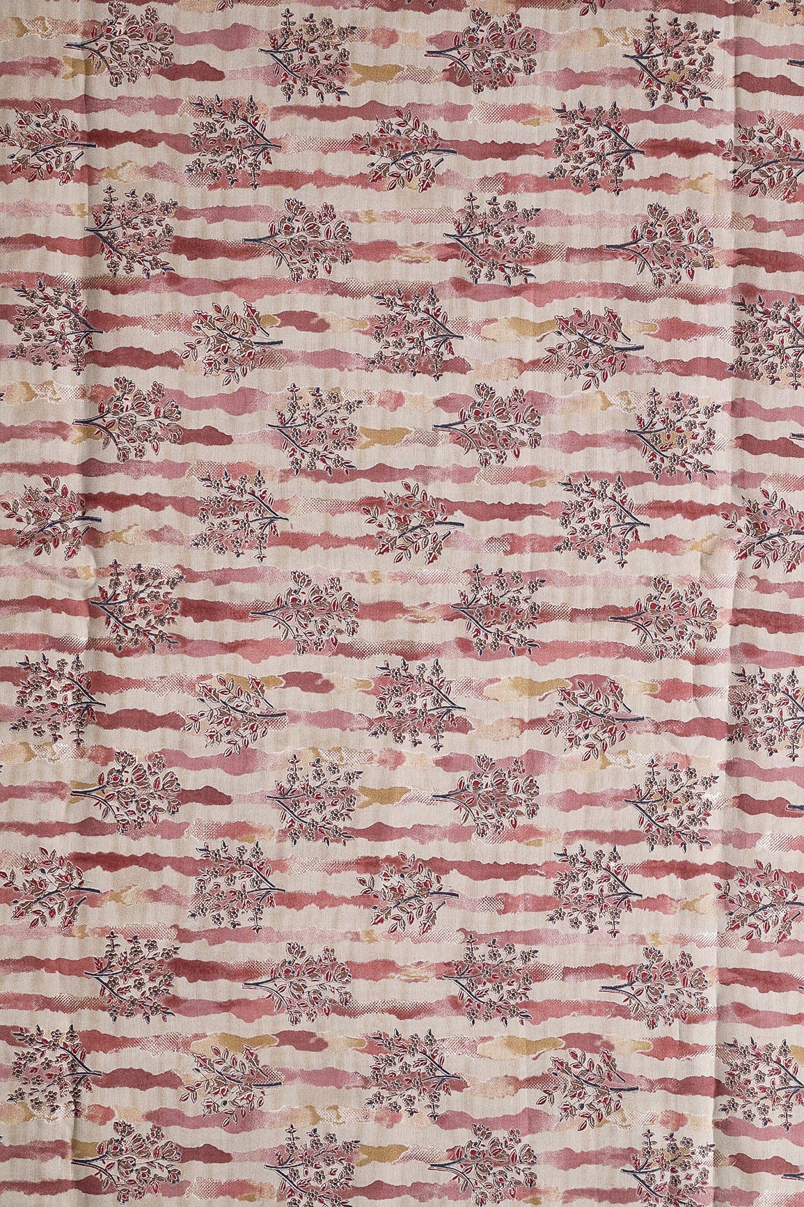 AIzaSyBcstauz-XMPRhEY21AUzeo032pxrXB5Ug - Dusty Pink And Light Beige Foil Floral Print On Viscose Chanderi Silk Fabric