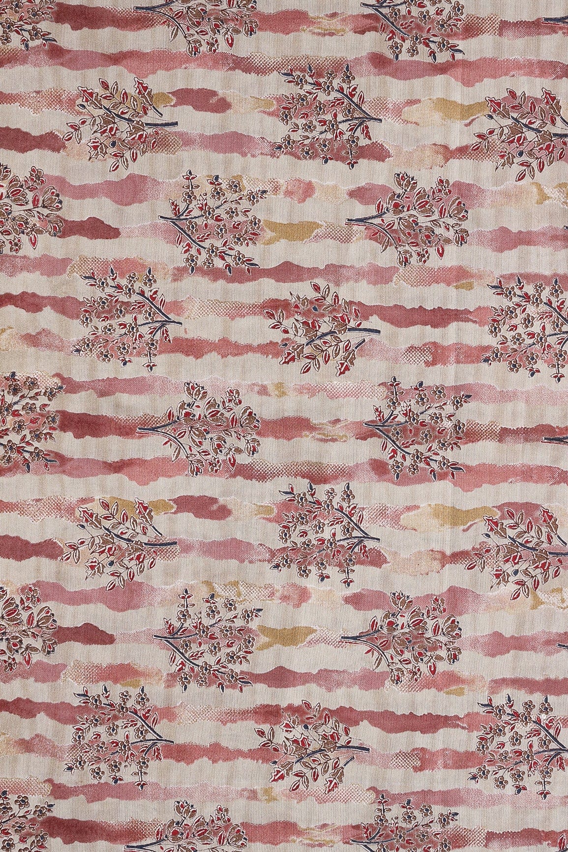 AIzaSyBcstauz-XMPRhEY21AUzeo032pxrXB5Ug - Dusty Pink And Light Beige Foil Floral Print On Viscose Chanderi Silk Fabric