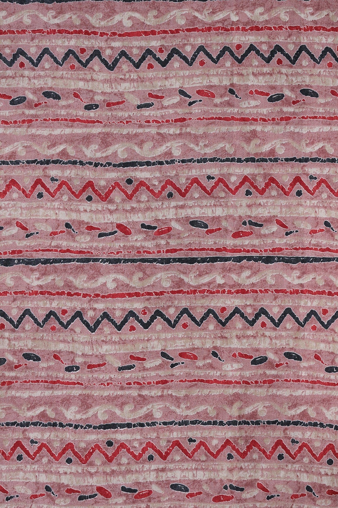AIzaSyBcstauz-XMPRhEY21AUzeo032pxrXB5Ug - Dusty Pink And Light Beige Stripes Print On Viscose Chanderi Silk Fabric