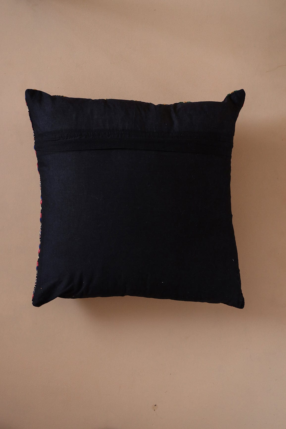 AIzaSyBcstauz-XMPRhEY21AUzeo032pxrXB5Ug - Elegant Floral Embroidery on Black cotton Cushion Cover (16*16 inches)