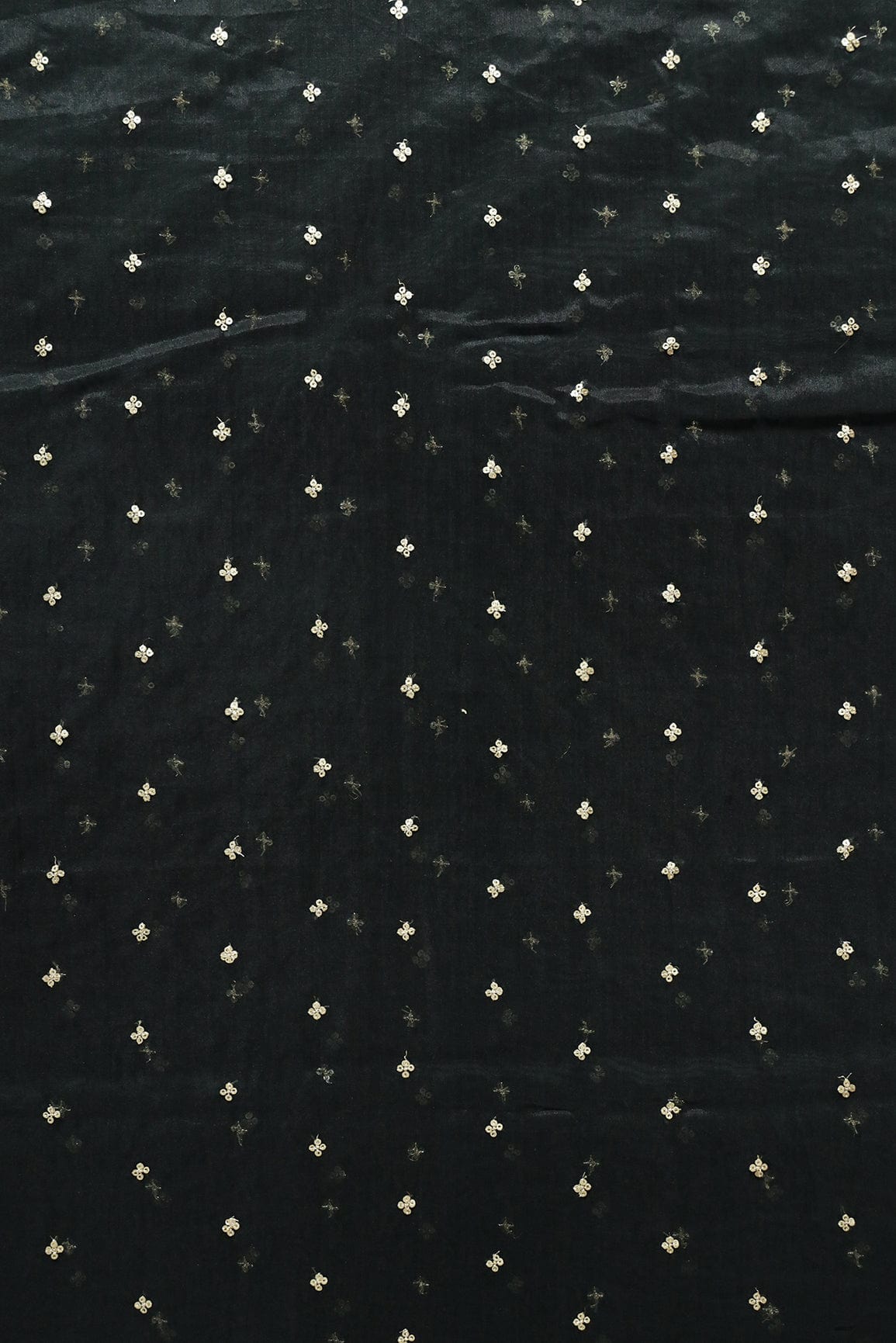 AIzaSyBcstauz-XMPRhEY21AUzeo032pxrXB5Ug - Gold Sequins Small Motif Embroidery Work On Black Organza Fabric
