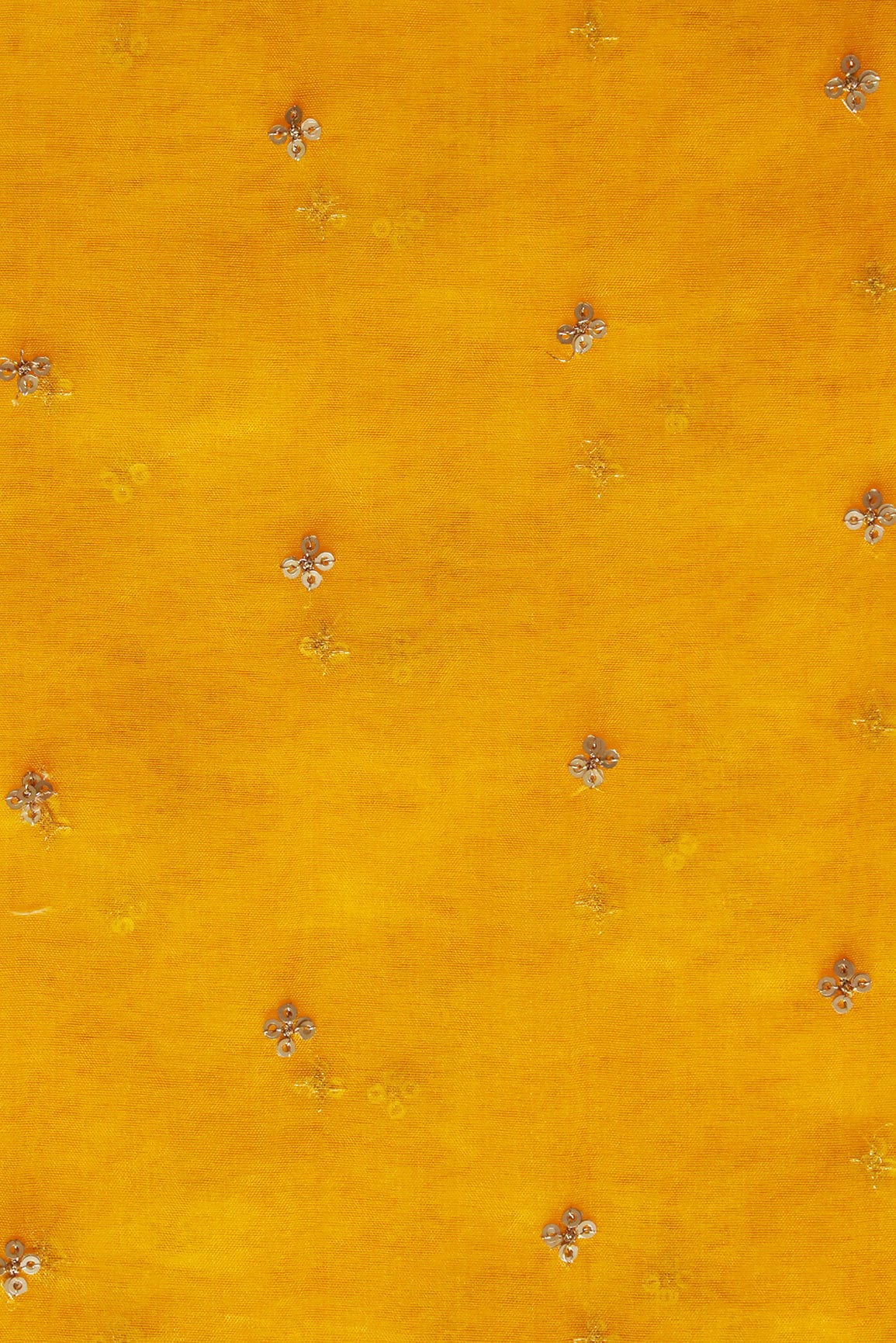 AIzaSyBcstauz-XMPRhEY21AUzeo032pxrXB5Ug - Gold Sequins Small Motif Embroidery Work On Yellow Organza Fabric
