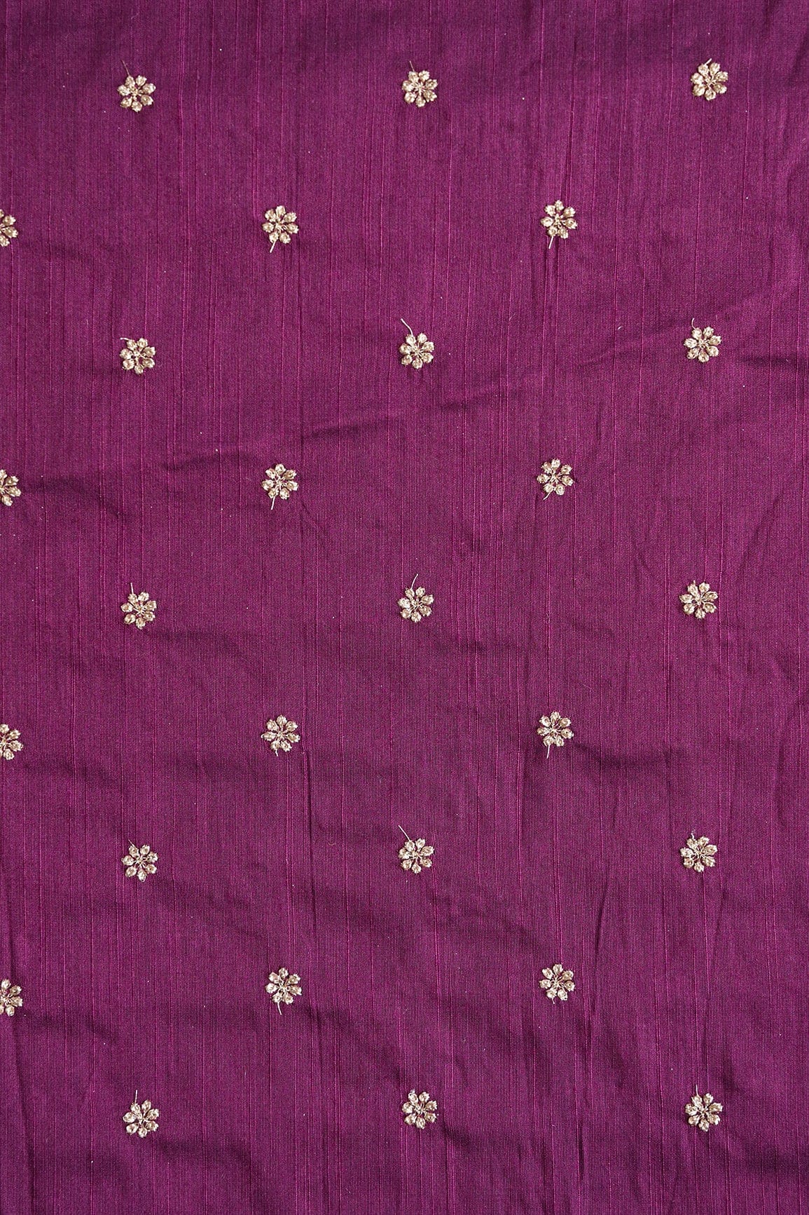 AIzaSyBcstauz-XMPRhEY21AUzeo032pxrXB5Ug - Gold Sequins With Gold Zari Small Motif Embroidery Work On Wine Raw Silk Fabric